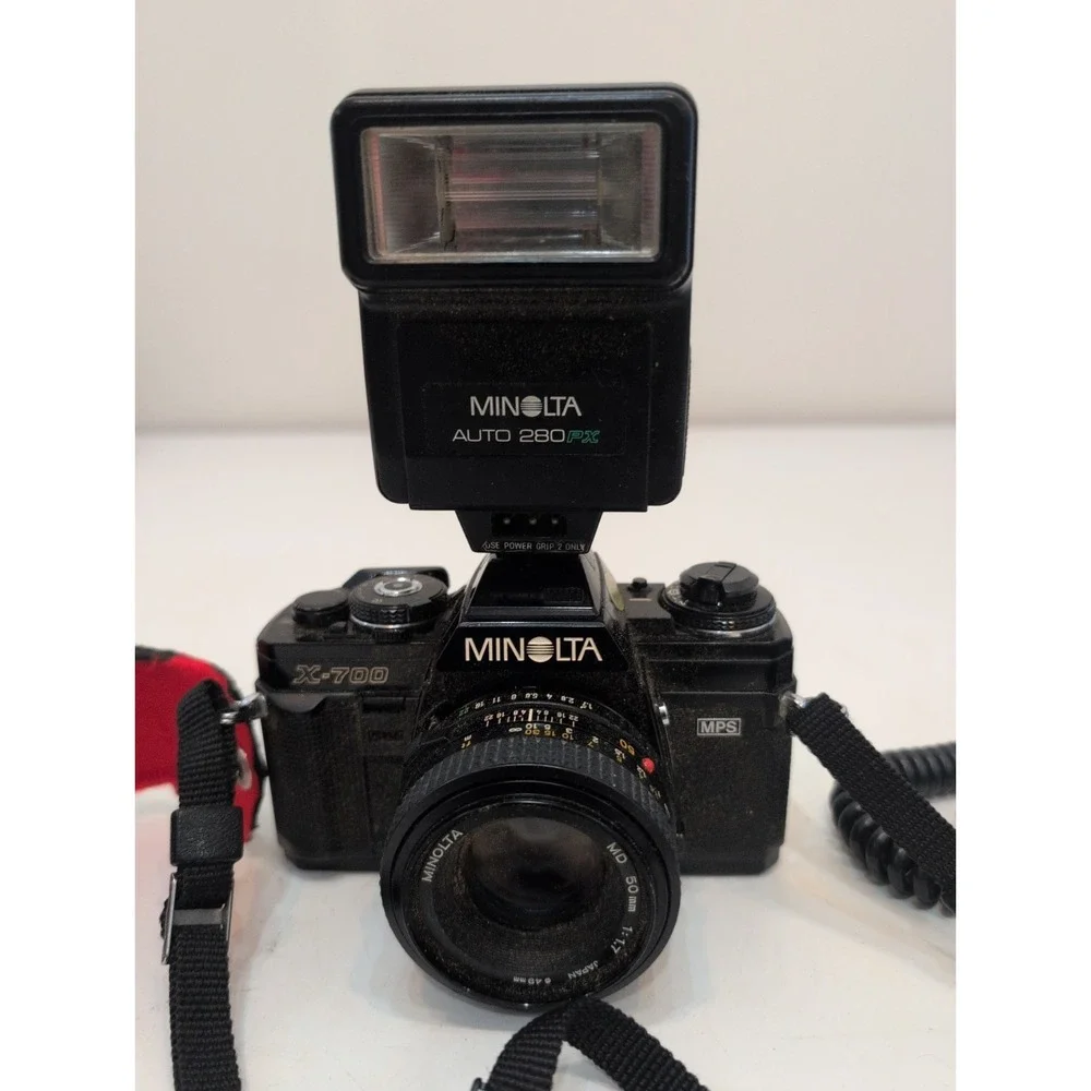 Minolta X-700 w/ MD 50mm f/1.7 Lens & Auto 280PX Flash + Albinar ADG Accessories